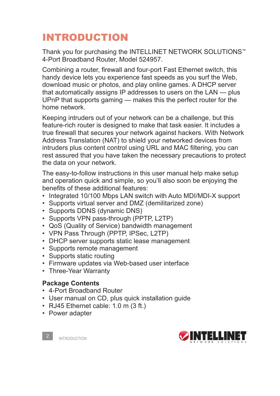 Introduction | Intellinet Network Solutions 524957 User Manual | Page 2 / 56