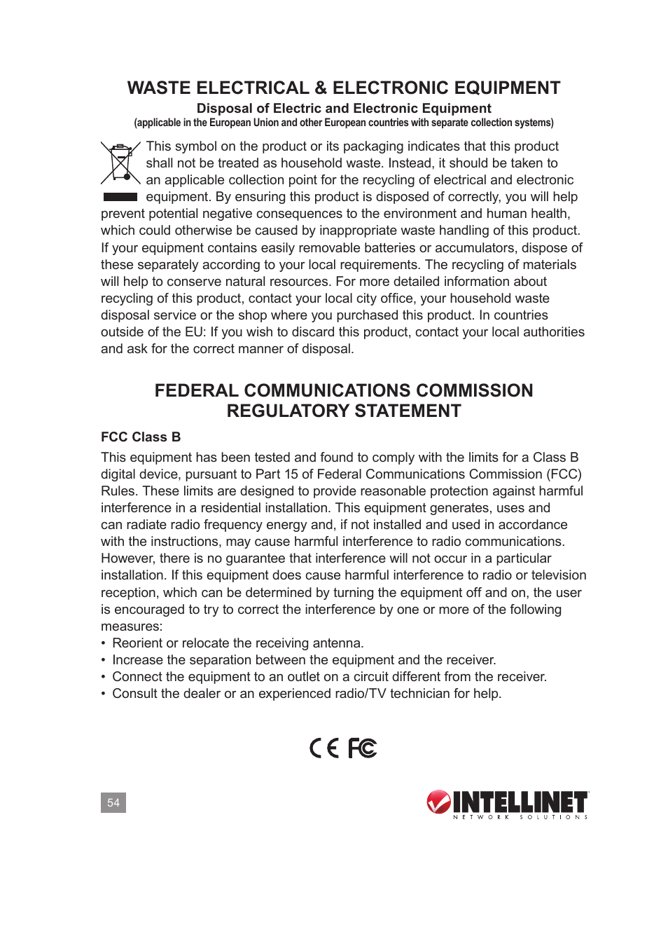 Waste electrical & electronic equipment | Intellinet Network Solutions 524957 User Manual | Page 54 / 56