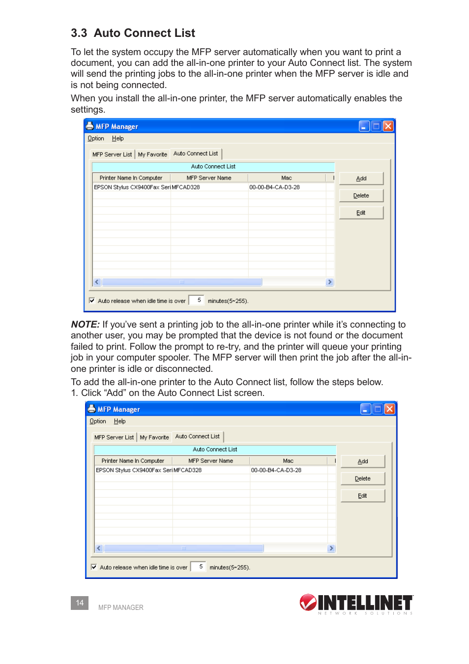 3 auto connect list | Intellinet Network Solutions 509077 User Manual | Page 14 / 60