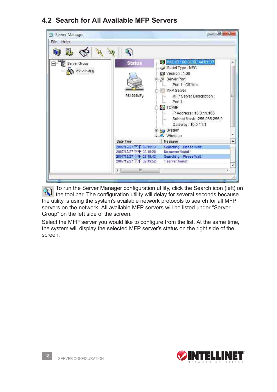 2 search for all available mfp servers | Intellinet Network Solutions 509077 User Manual | Page 18 / 60
