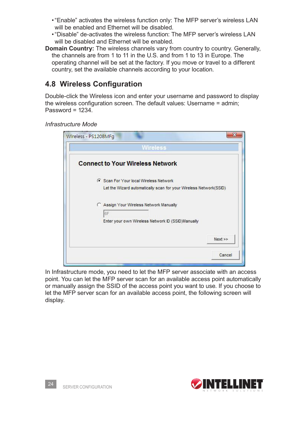 8 wireless configuration | Intellinet Network Solutions 509077 User Manual | Page 24 / 60