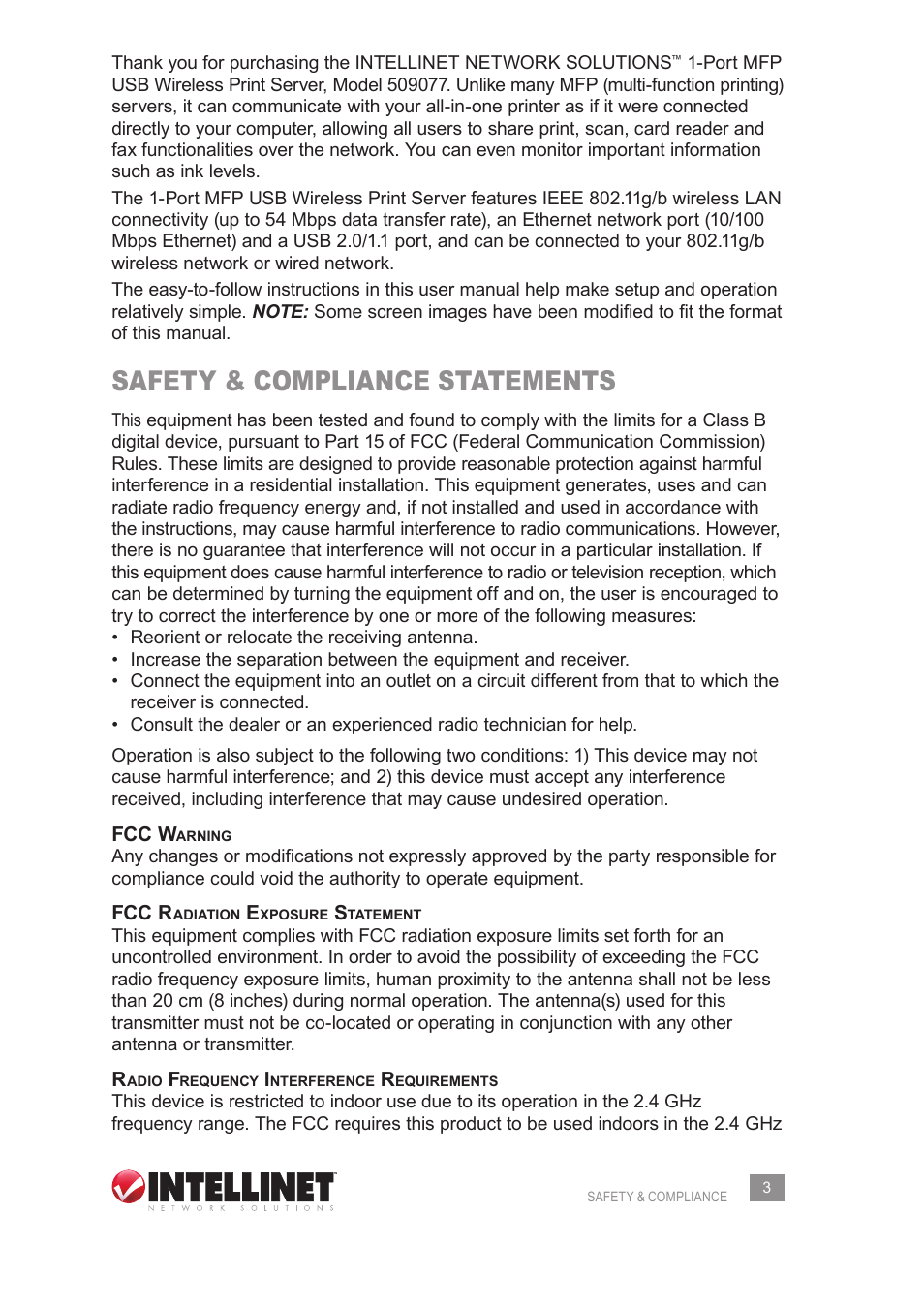 Safety & compliance statements | Intellinet Network Solutions 509077 User Manual | Page 3 / 60