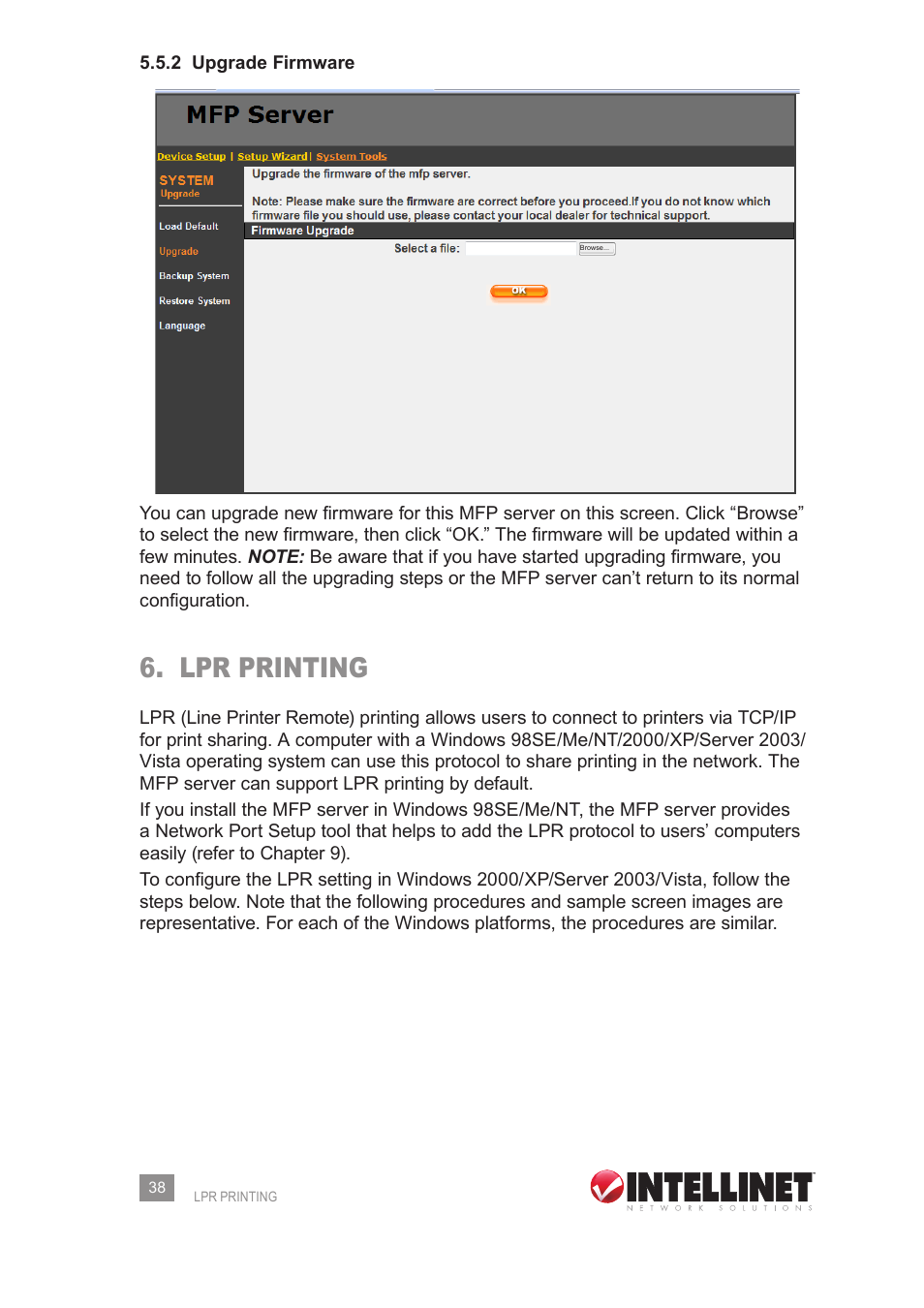 Lpr printing | Intellinet Network Solutions 509077 User Manual | Page 38 / 60