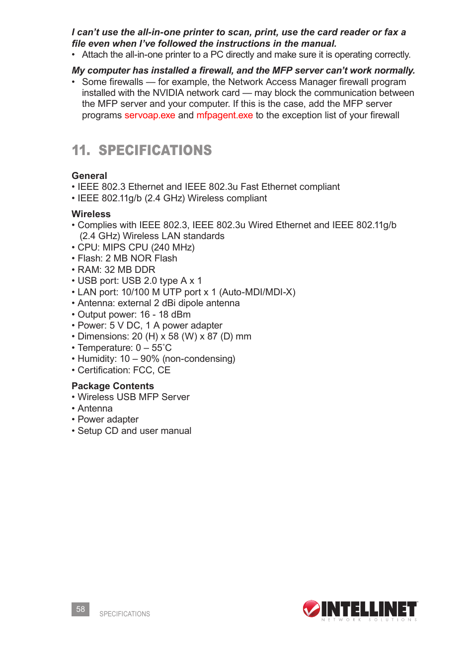 Specifications | Intellinet Network Solutions 509077 User Manual | Page 58 / 60