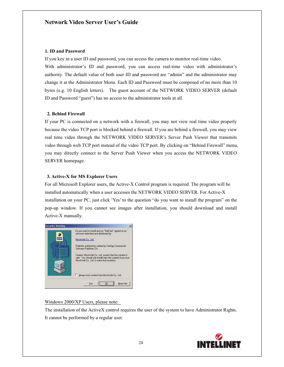 Network video server user’s guide | Intellinet Network Solutions 550000 User Manual | Page 24 / 78