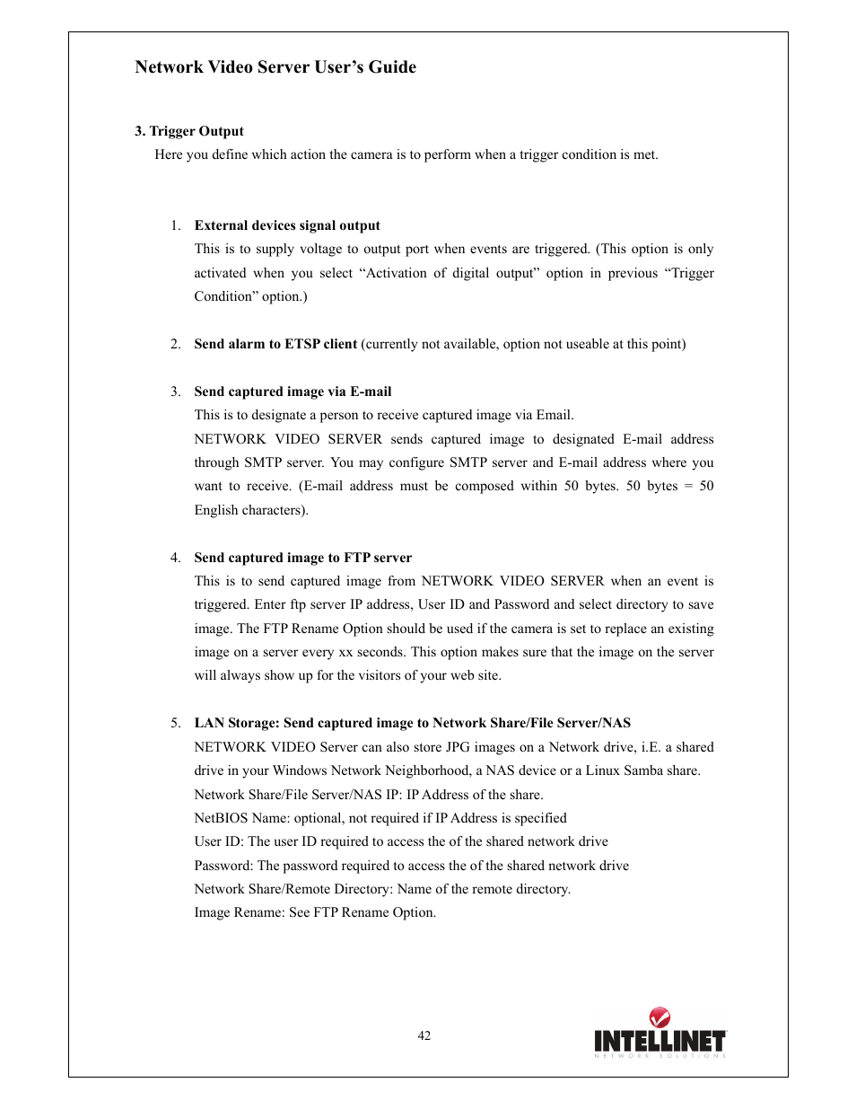 Network video server user’s guide | Intellinet Network Solutions 550000 User Manual | Page 42 / 78