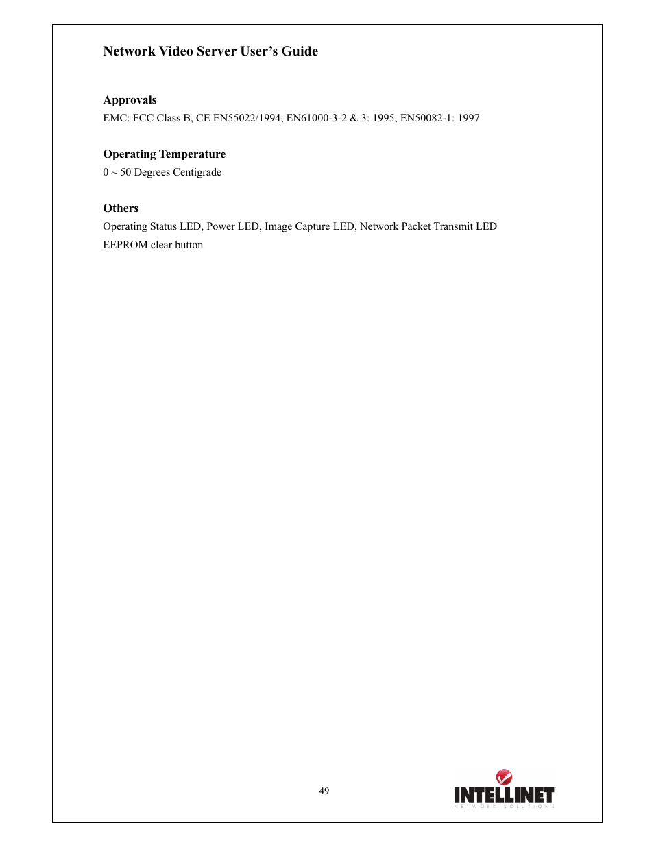 Network video server user’s guide | Intellinet Network Solutions 550000 User Manual | Page 49 / 78