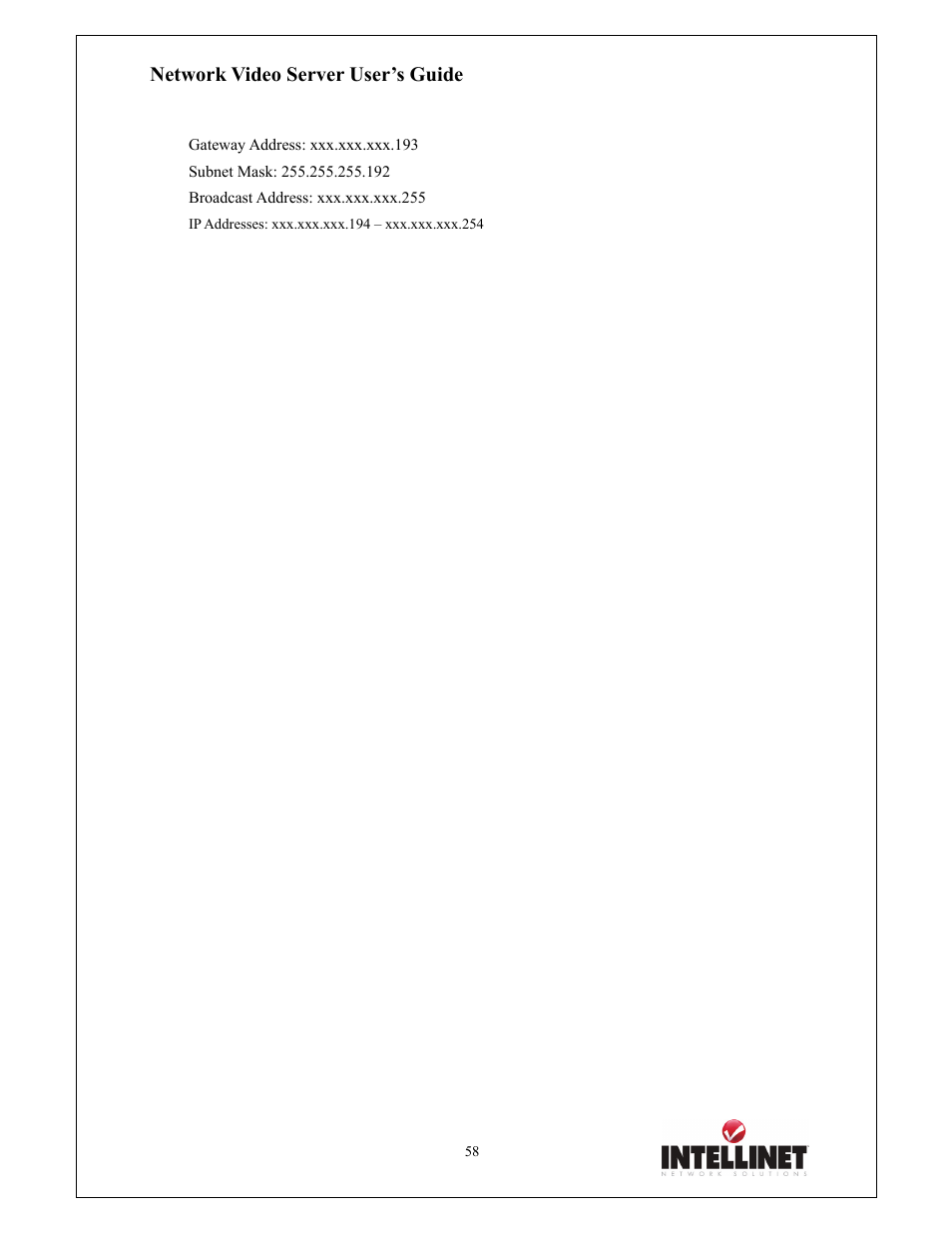 Network video server user’s guide | Intellinet Network Solutions 550000 User Manual | Page 58 / 78