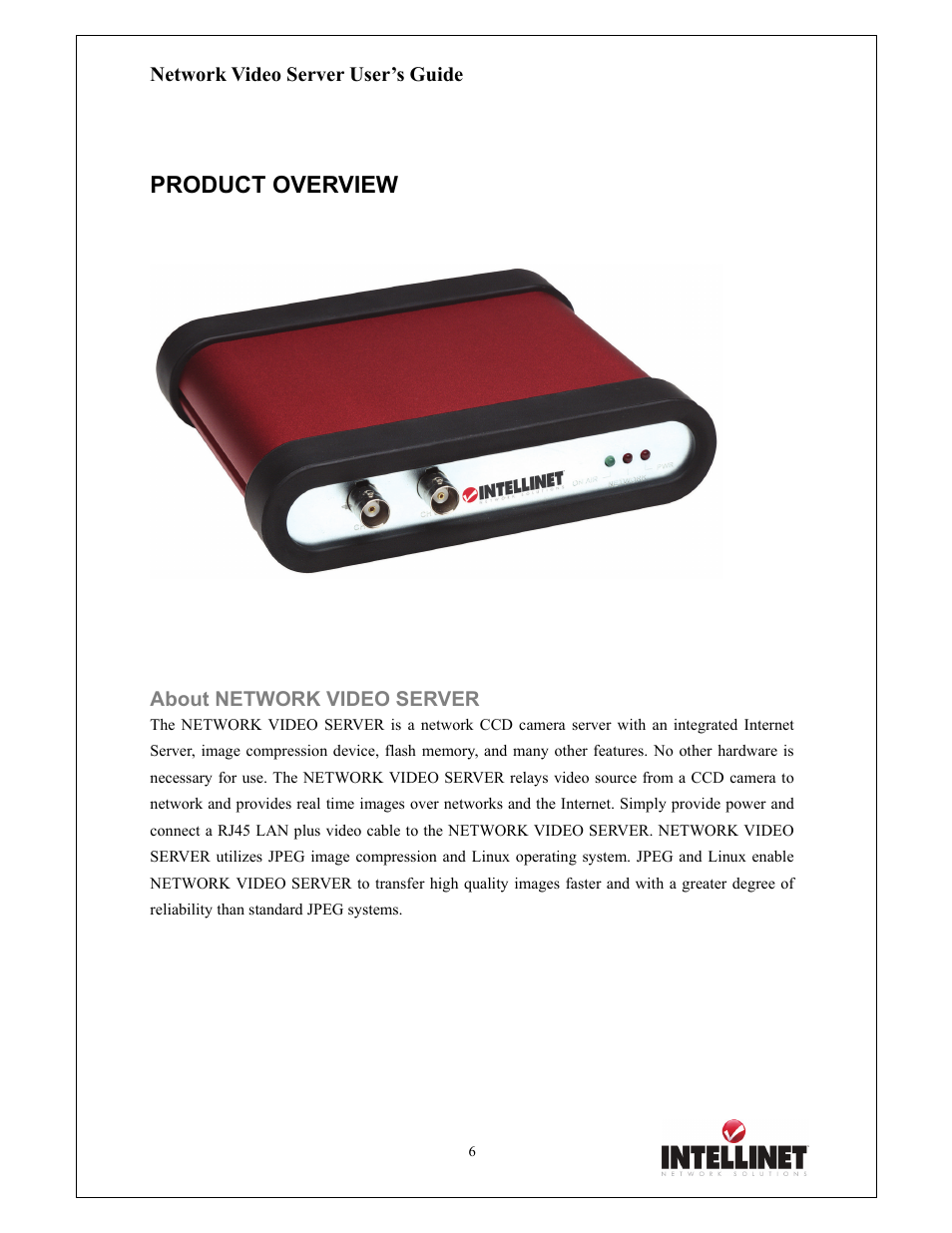Product overview, Network video server user’s guide, About network video server | Intellinet Network Solutions 550000 User Manual | Page 6 / 78
