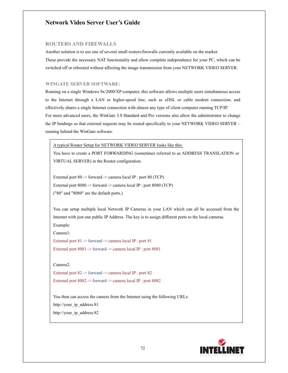 Network video server user’s guide | Intellinet Network Solutions 550000 User Manual | Page 72 / 78