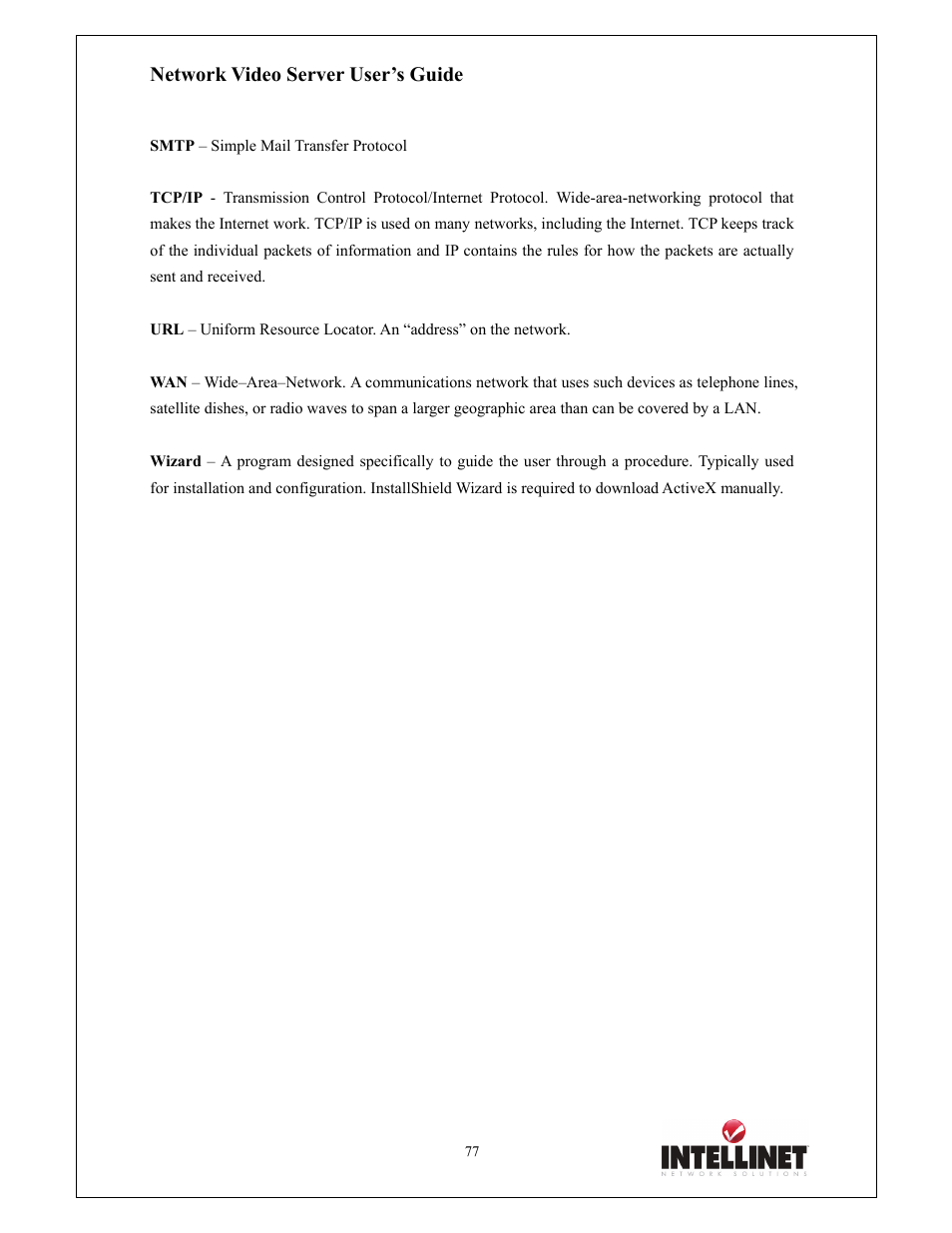 Network video server user’s guide | Intellinet Network Solutions 550000 User Manual | Page 77 / 78