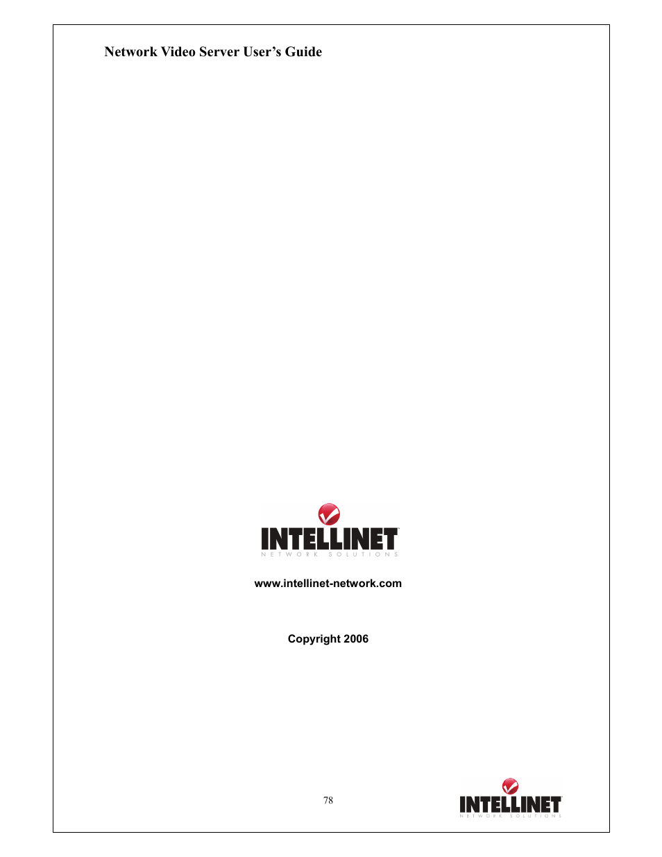 Network video server user’s guide | Intellinet Network Solutions 550000 User Manual | Page 78 / 78