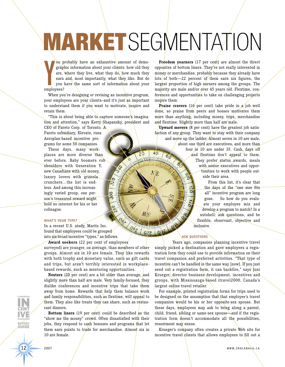 Market segmentation | Incentive Publications PM40801507 User Manual | Page 12 / 48