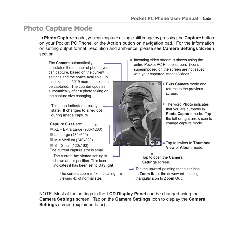 Photo capture mode | i-mate PM10A User Manual | Page 155 / 200