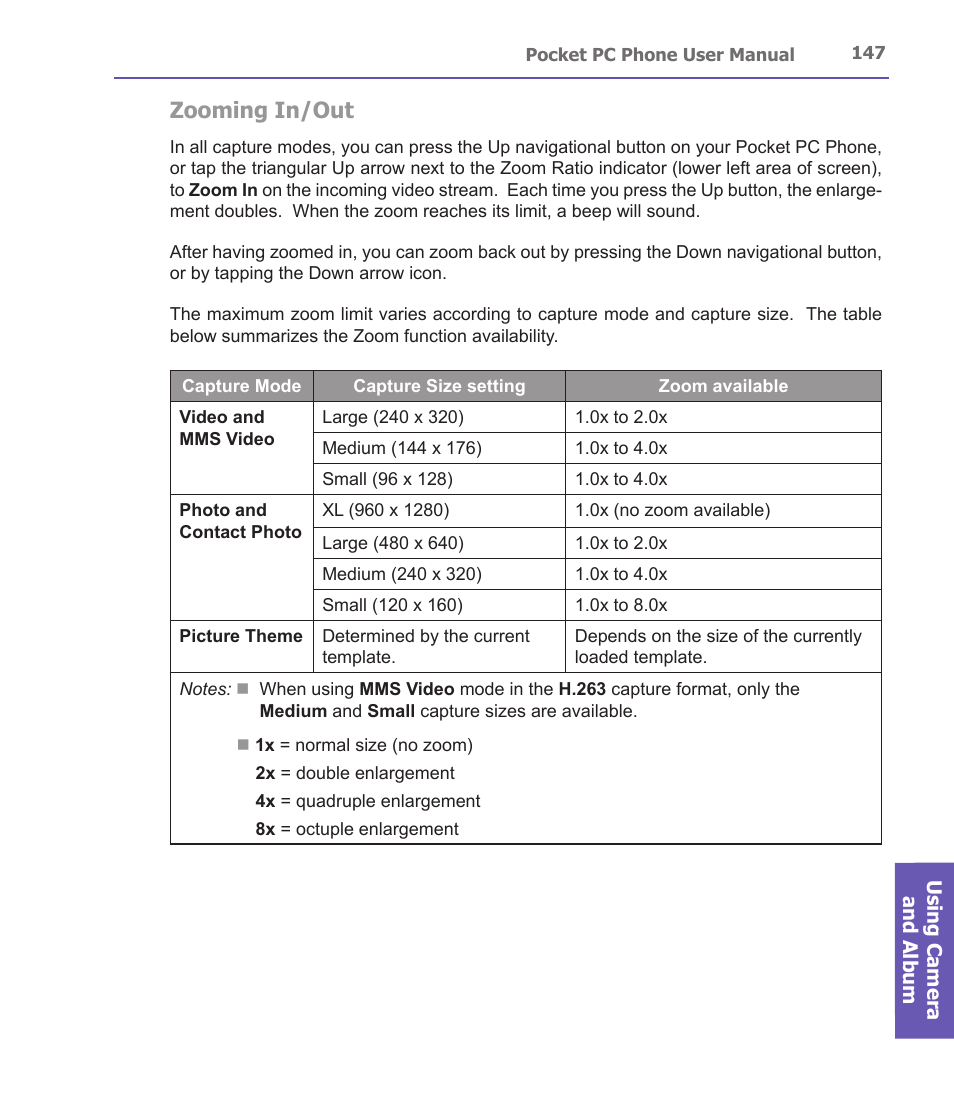 Zooming in/out | i-mate PDA2 User Manual | Page 147 / 177