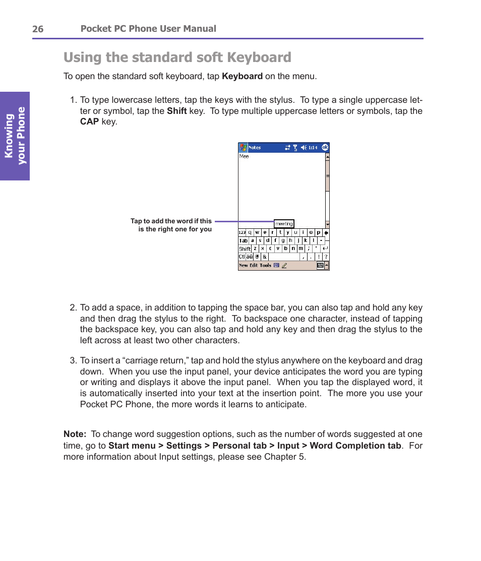 Using the standard soft keyboard | i-mate PDA2 User Manual | Page 26 / 177