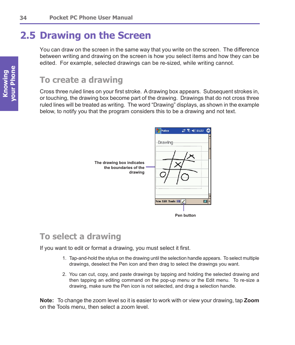 5 drawing on the screen | i-mate PDA2 User Manual | Page 34 / 177