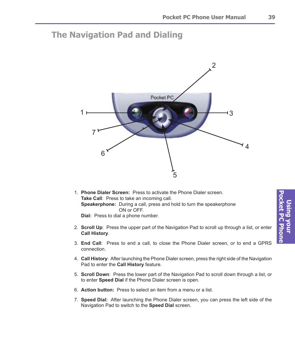 The navigation pad and dialing | i-mate PDA2 User Manual | Page 39 / 177