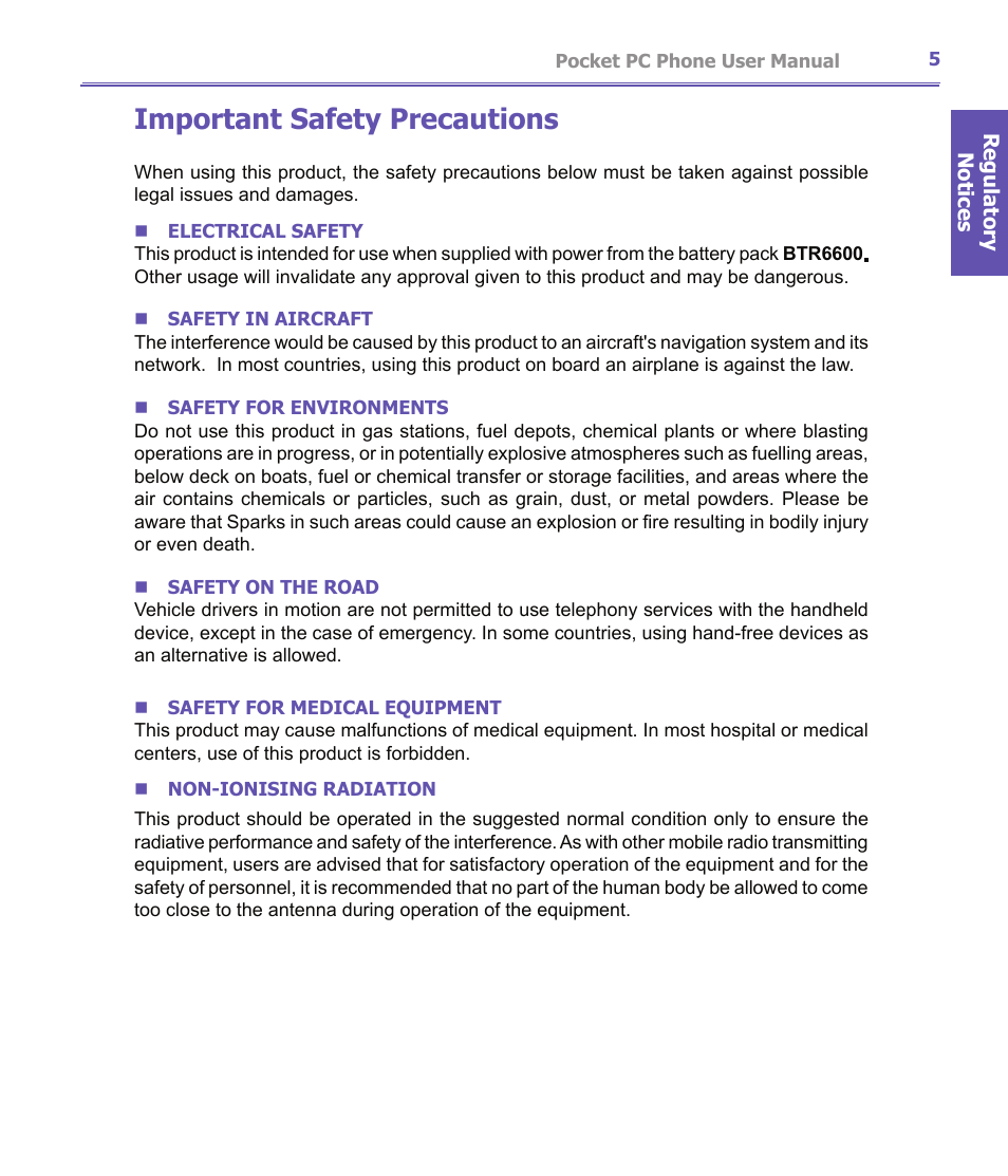 Important safety precautions | i-mate PDA2K EVDO User Manual | Page 5 / 176