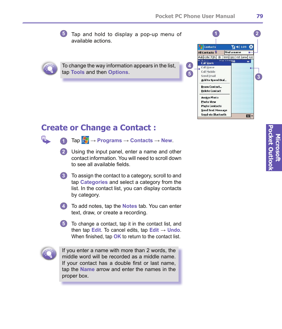 Create or change a contact | i-mate PDA2K EVDO User Manual | Page 79 / 176