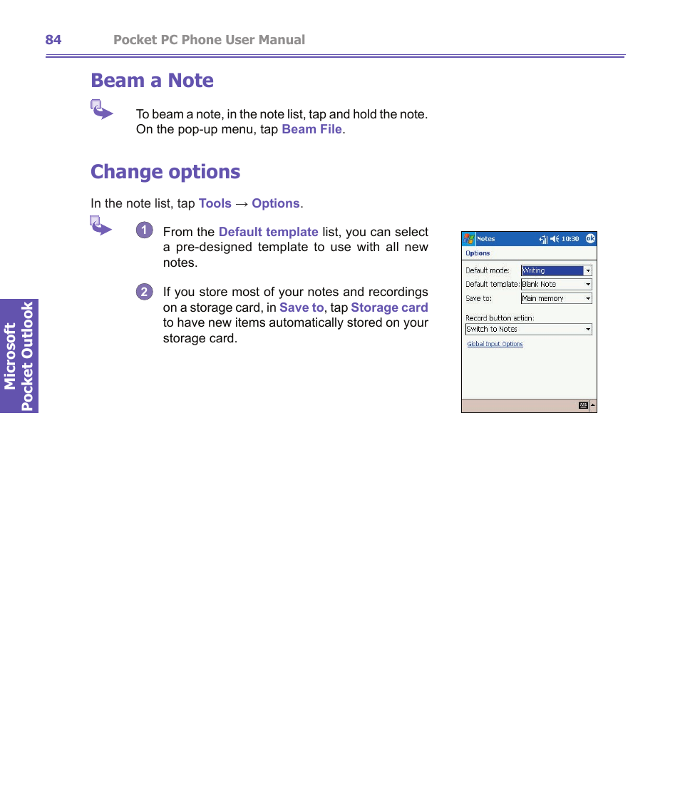Change options | i-mate PDA2K EVDO User Manual | Page 84 / 176