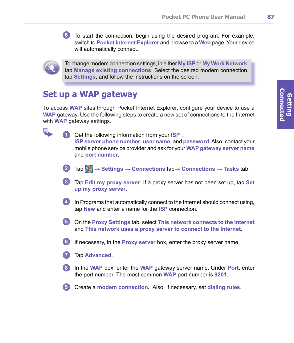 Set up a wap gateway | i-mate PDA2K EVDO User Manual | Page 87 / 176