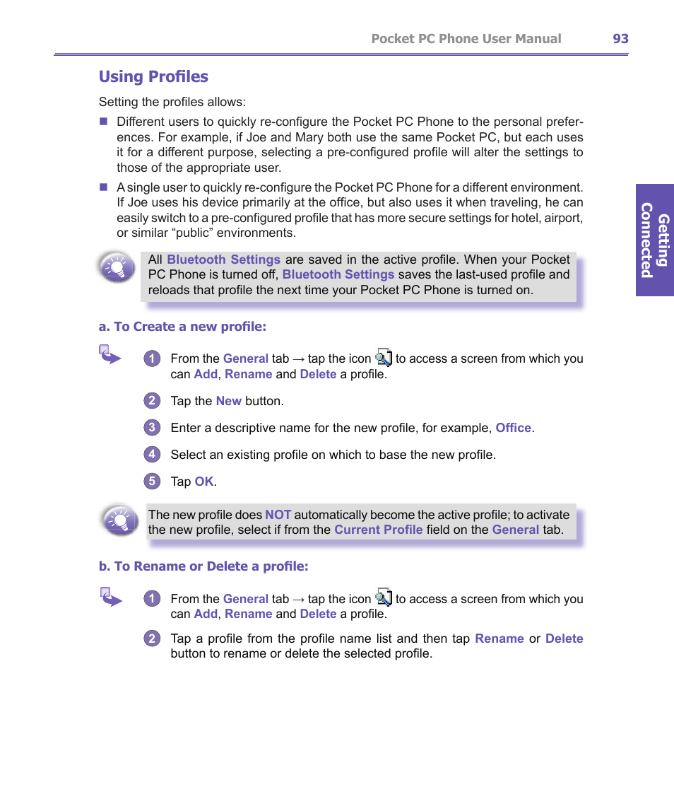 Using profiles | i-mate PDA2K EVDO User Manual | Page 93 / 176