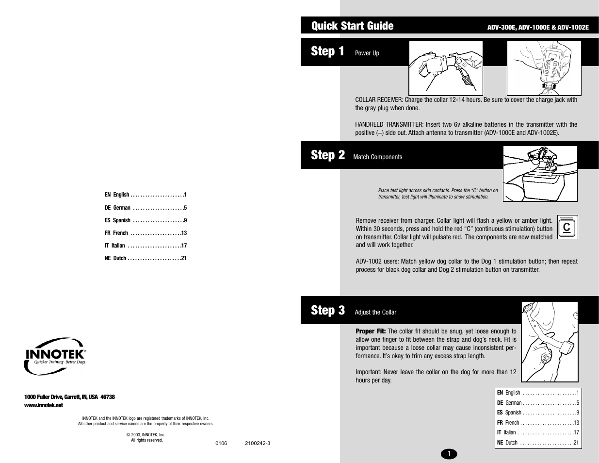 Innotek Digital Advanced Trainers ADV-1002E User Manual | 14 pages