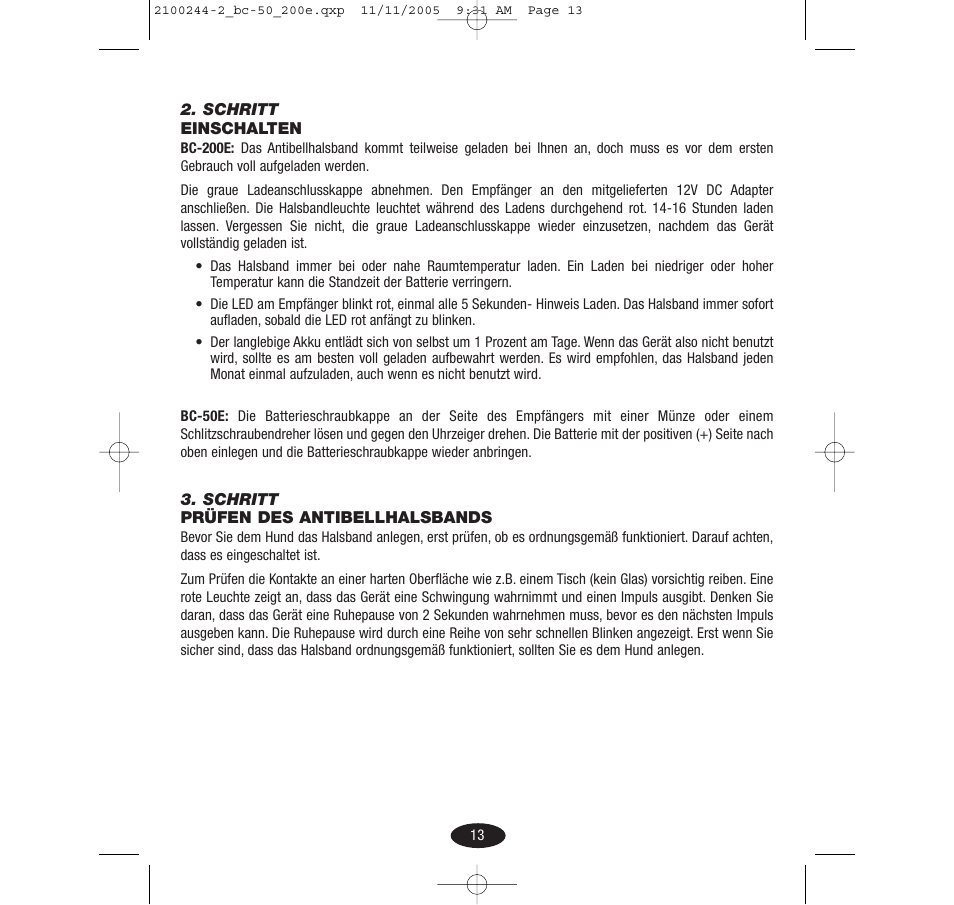 Innotek Automatic No-bark Collar BC-50E User Manual | Page 13 / 48