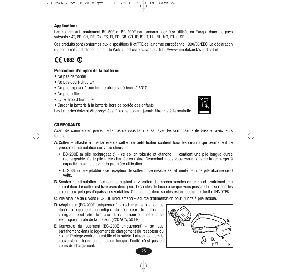 Innotek Automatic No-bark Collar BC-50E User Manual | Page 26 / 48