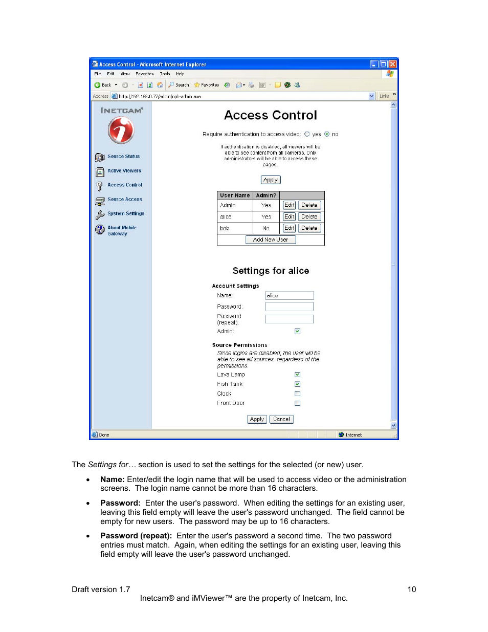 Inetcam Mobile Gateway User Manual | Page 10 / 19