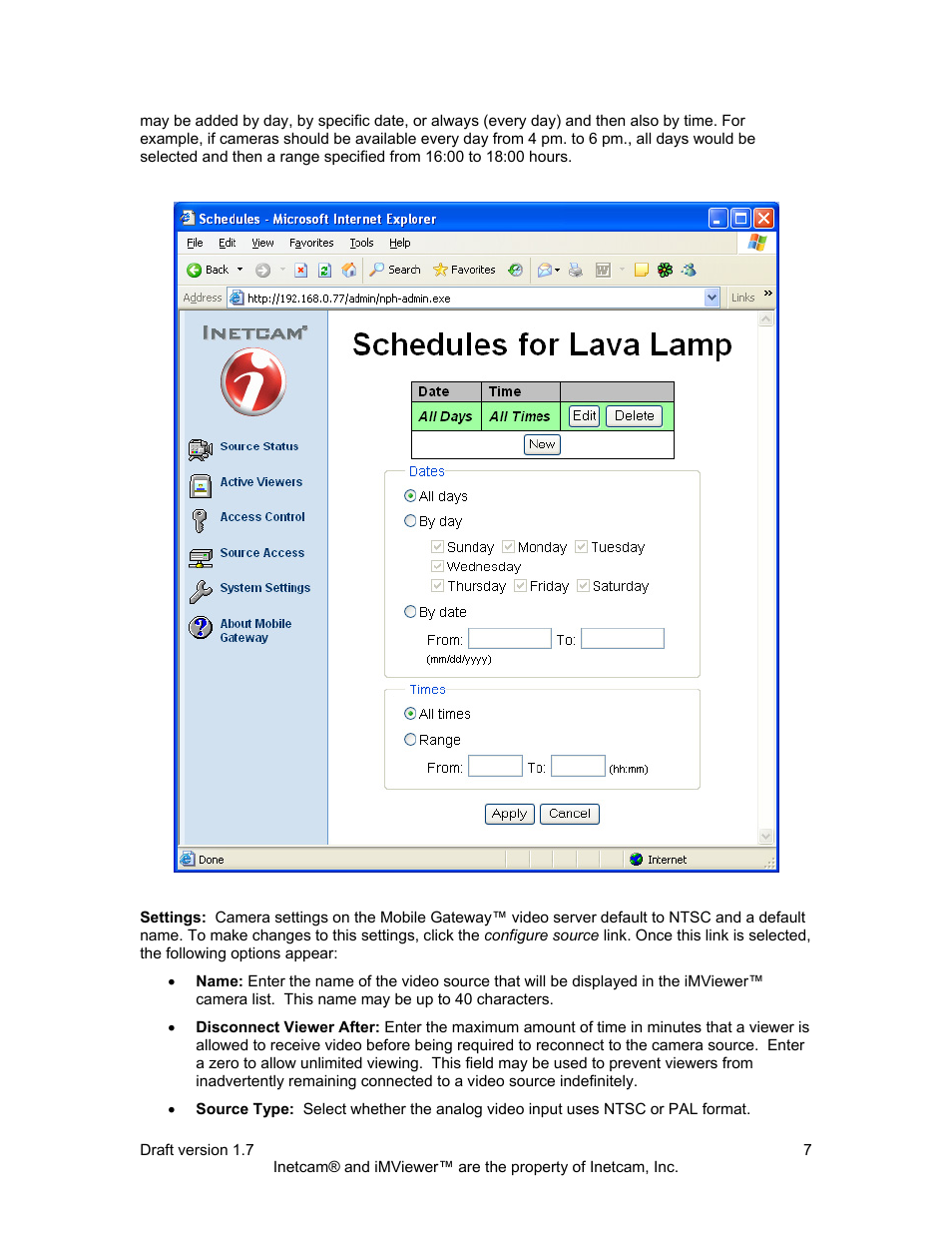 Inetcam Mobile Gateway User Manual | Page 7 / 19