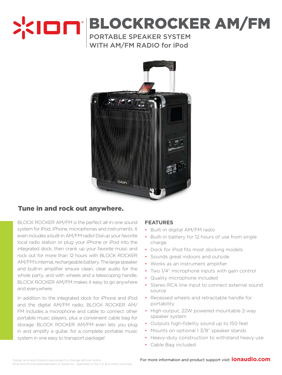 ION BLOCKROCKER AM/FM User Manual | 1 page