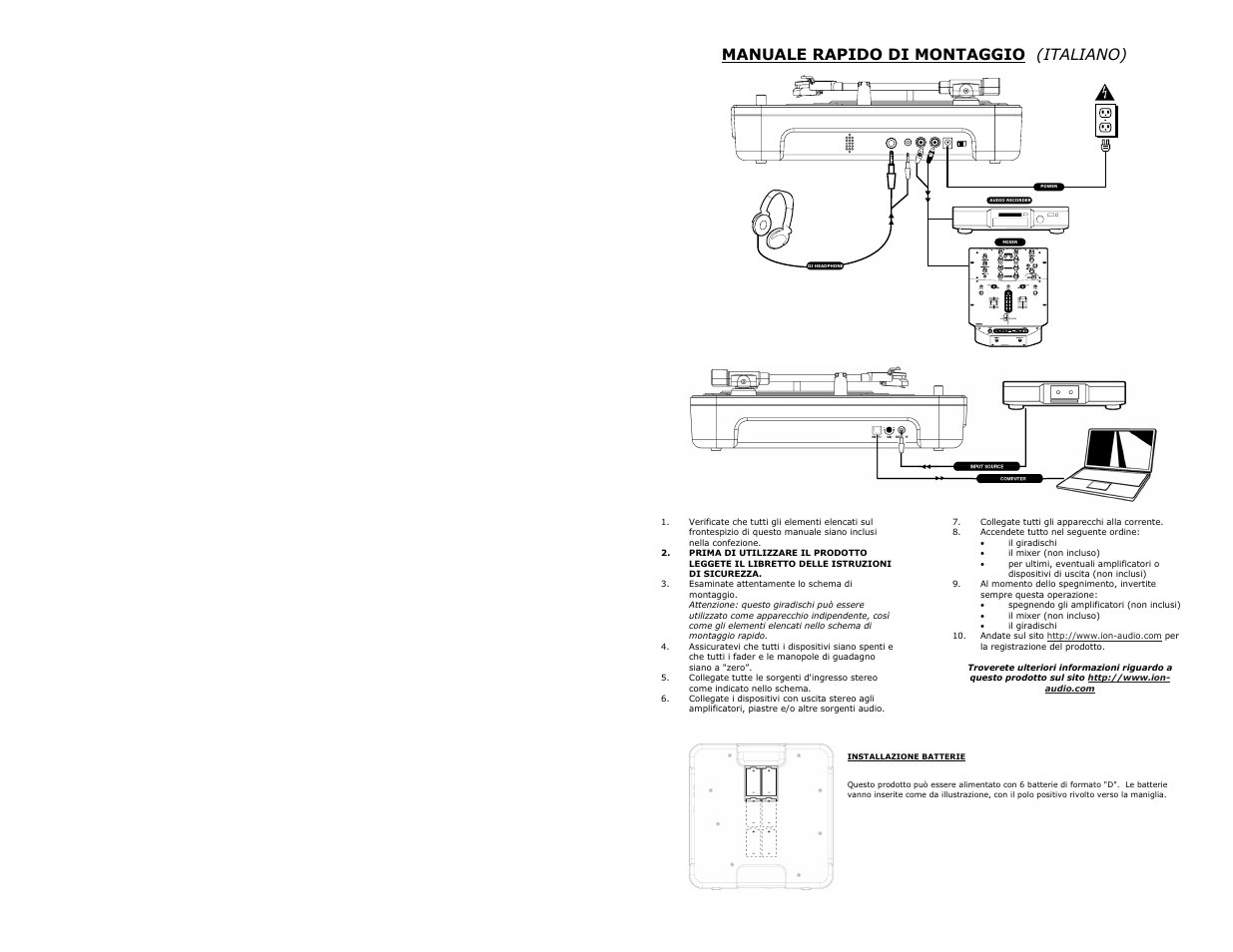 Manuale rapido di montaggio (italiano) | ION IPTUSB User Manual | Page 10 / 12