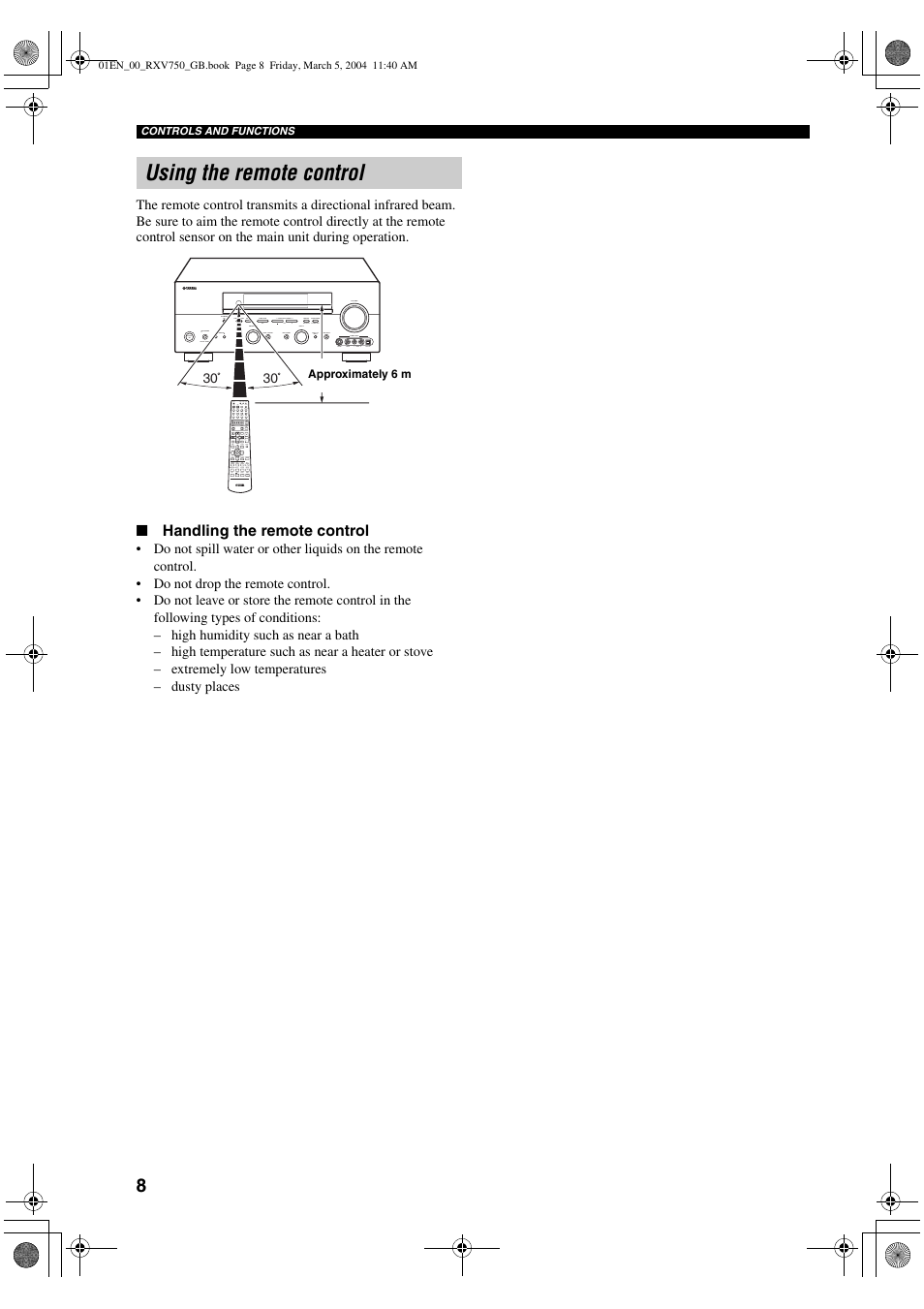 Using the remote control | ION RX-V750 User Manual | Page 10 / 91