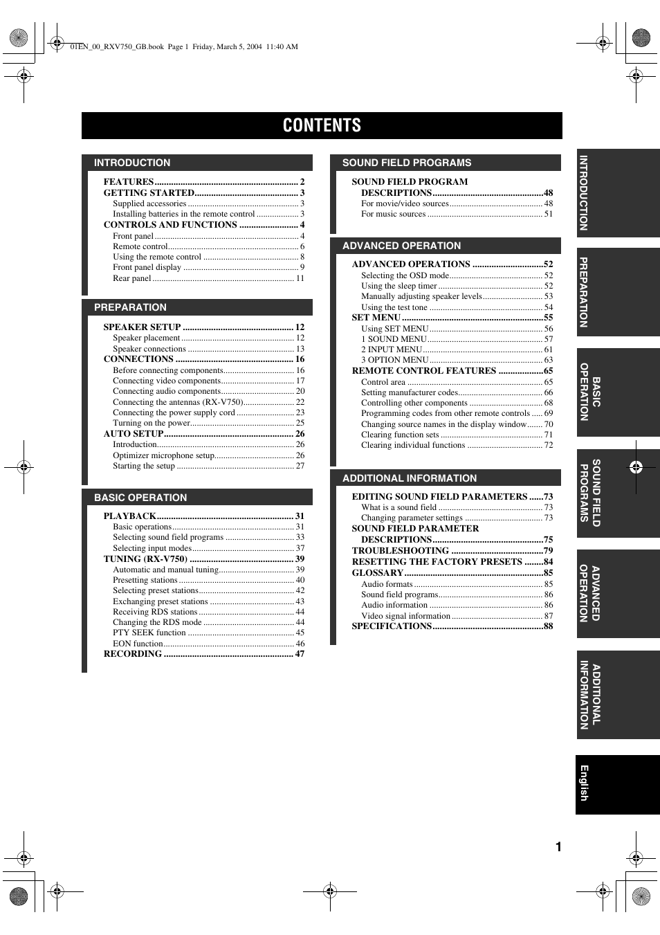ION RX-V750 User Manual | Page 3 / 91