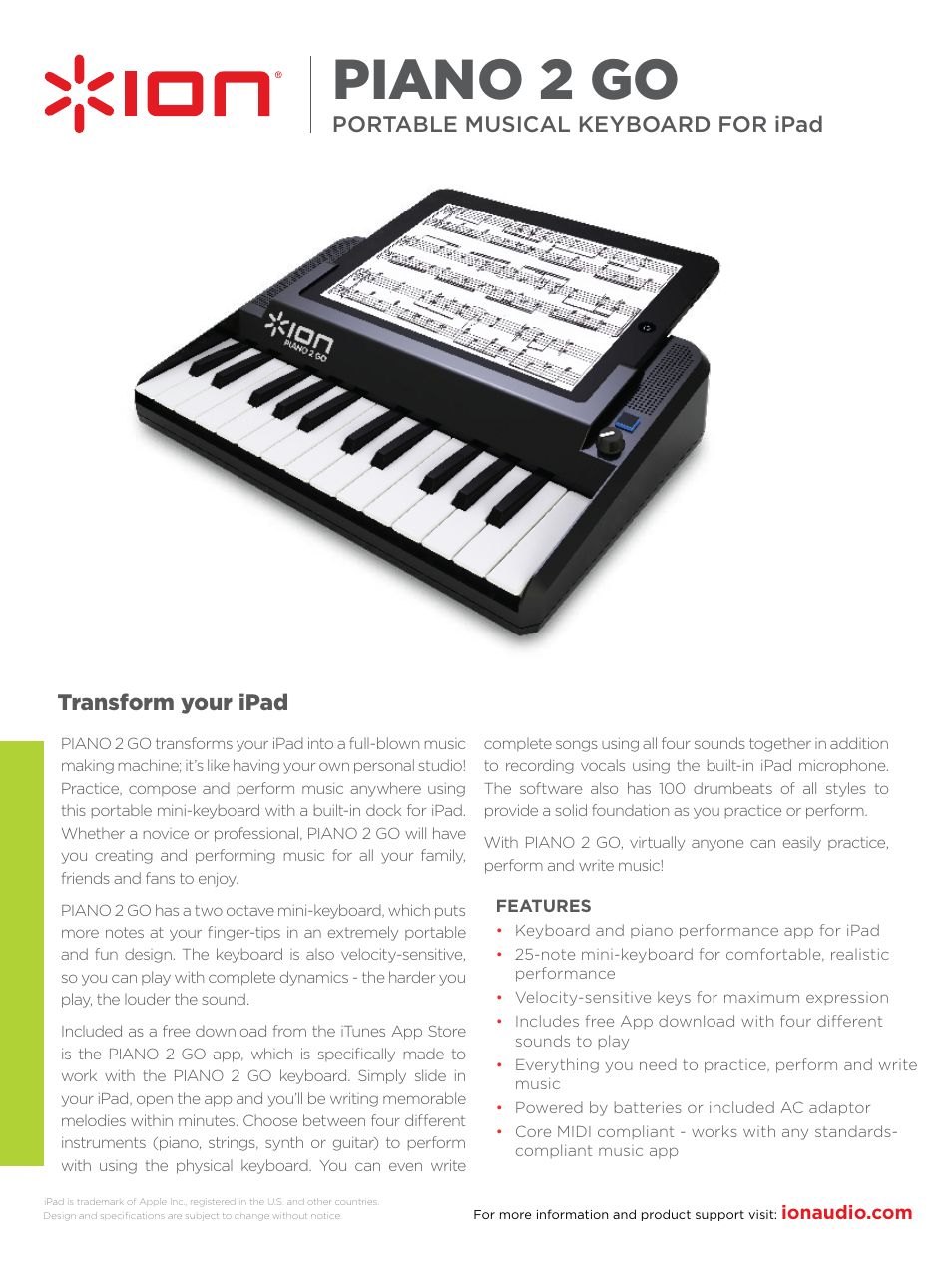 ION PIANO 2 GO User Manual | 1 page