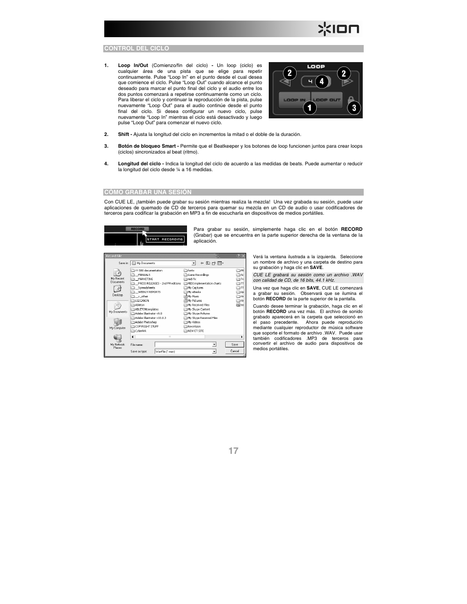 Control del ciclo, Cómo grabar una sesión | ION iCUE User Manual | Page 17 / 56