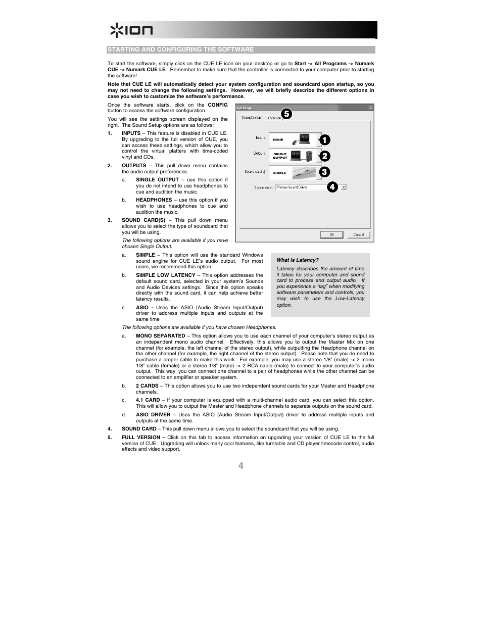 Starting and configuring the software | ION iCUE User Manual | Page 4 / 56