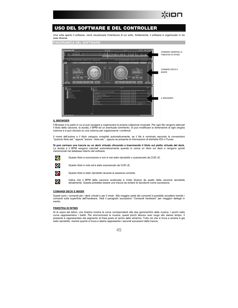 Uso del software e del controller, Panoramica del software | ION iCUE User Manual | Page 45 / 56