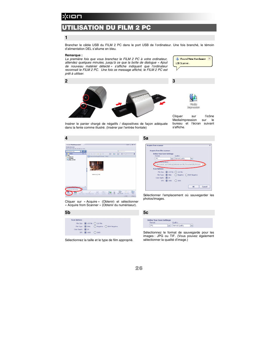 Utilisation du film 2 pc | ION FILM 2 PC User Manual | Page 26 / 64