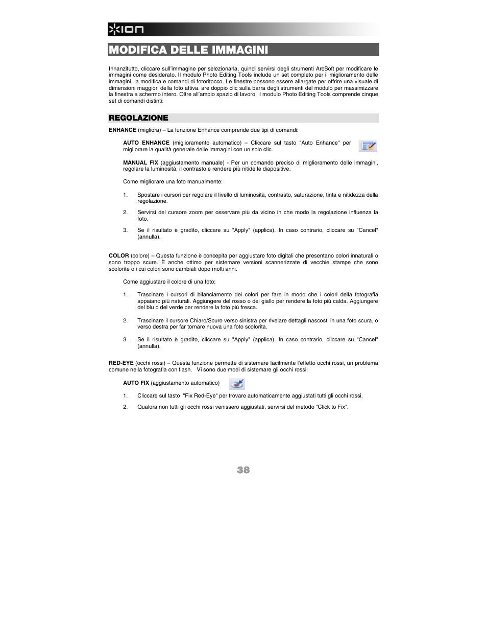 Modifica delle immagini | ION FILM 2 PC User Manual | Page 38 / 64