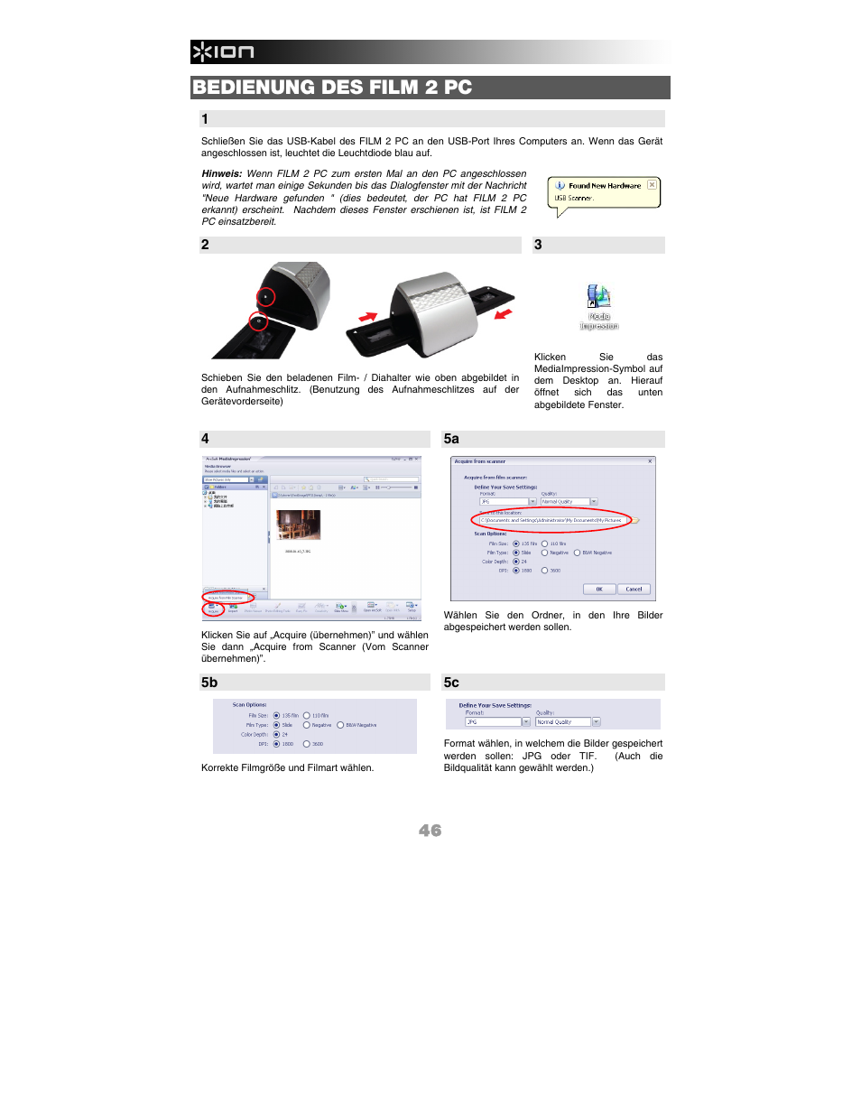 Bedienung des film 2 pc | ION FILM 2 PC User Manual | Page 46 / 64