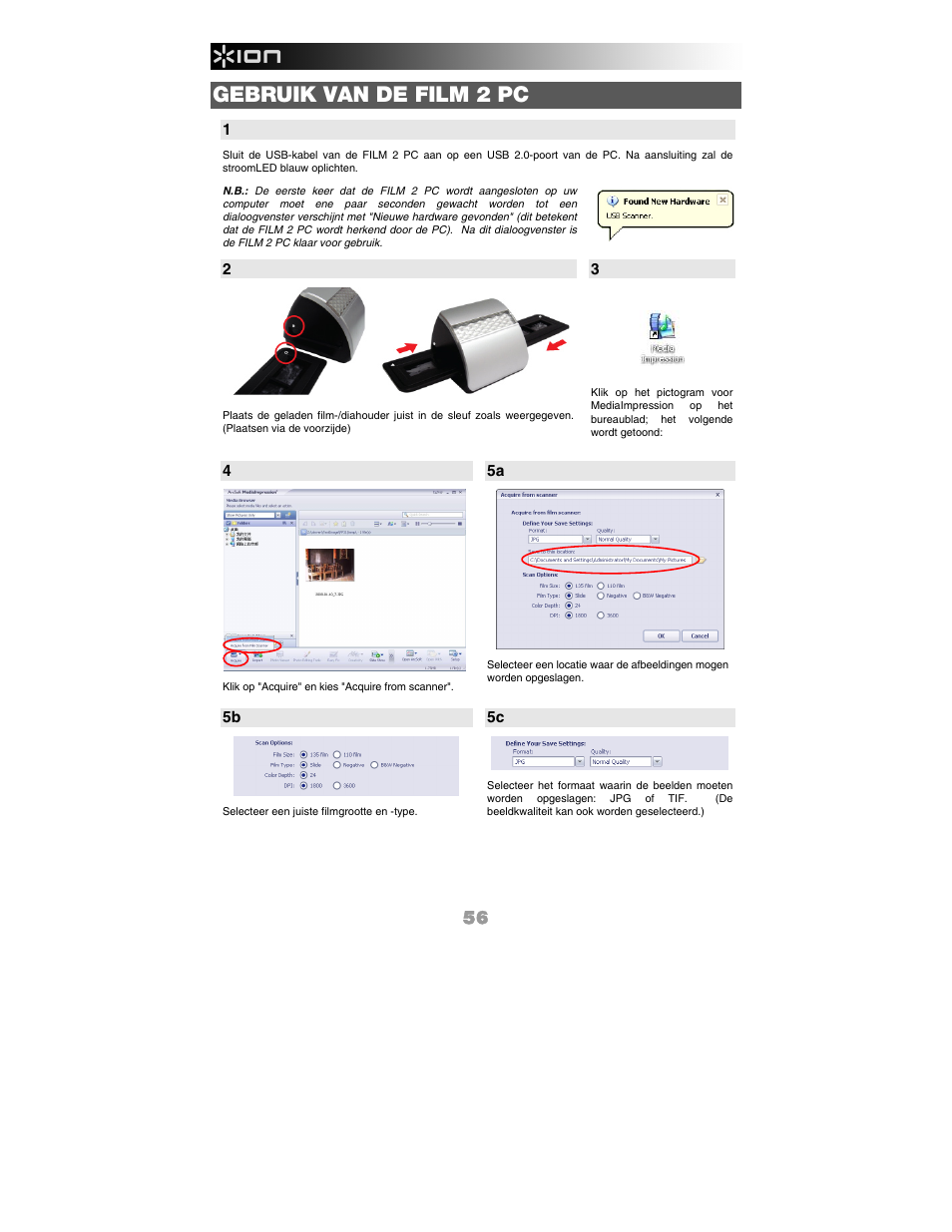 Gebruik van de film 2 pc | ION FILM 2 PC User Manual | Page 56 / 64