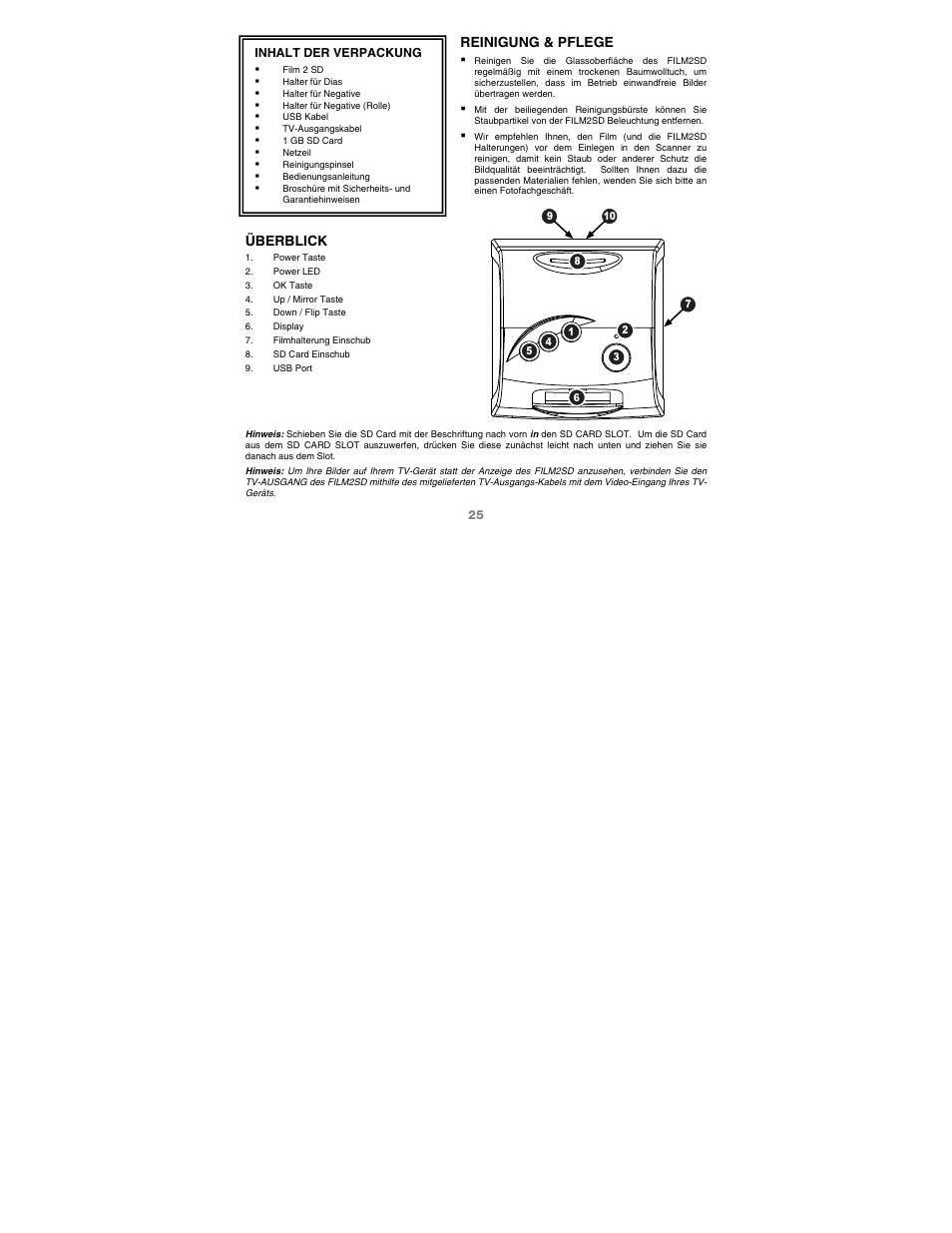 Reinigung & pflege, Überblick | ION Audio Film 2 SD (Black) User Manual | Page 27 / 40