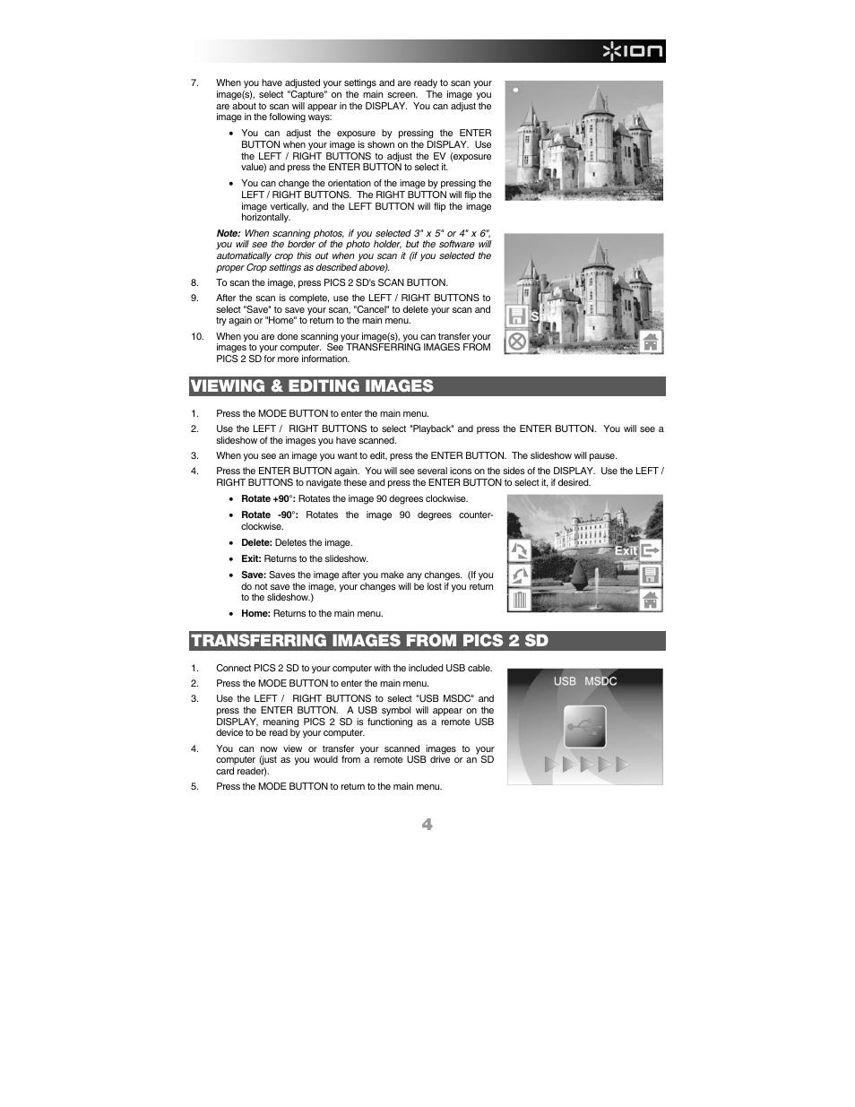 Viewing & editing images, Transferring images from pics 2 sd | ION PICS 2 SD User Manual | Page 5 / 32