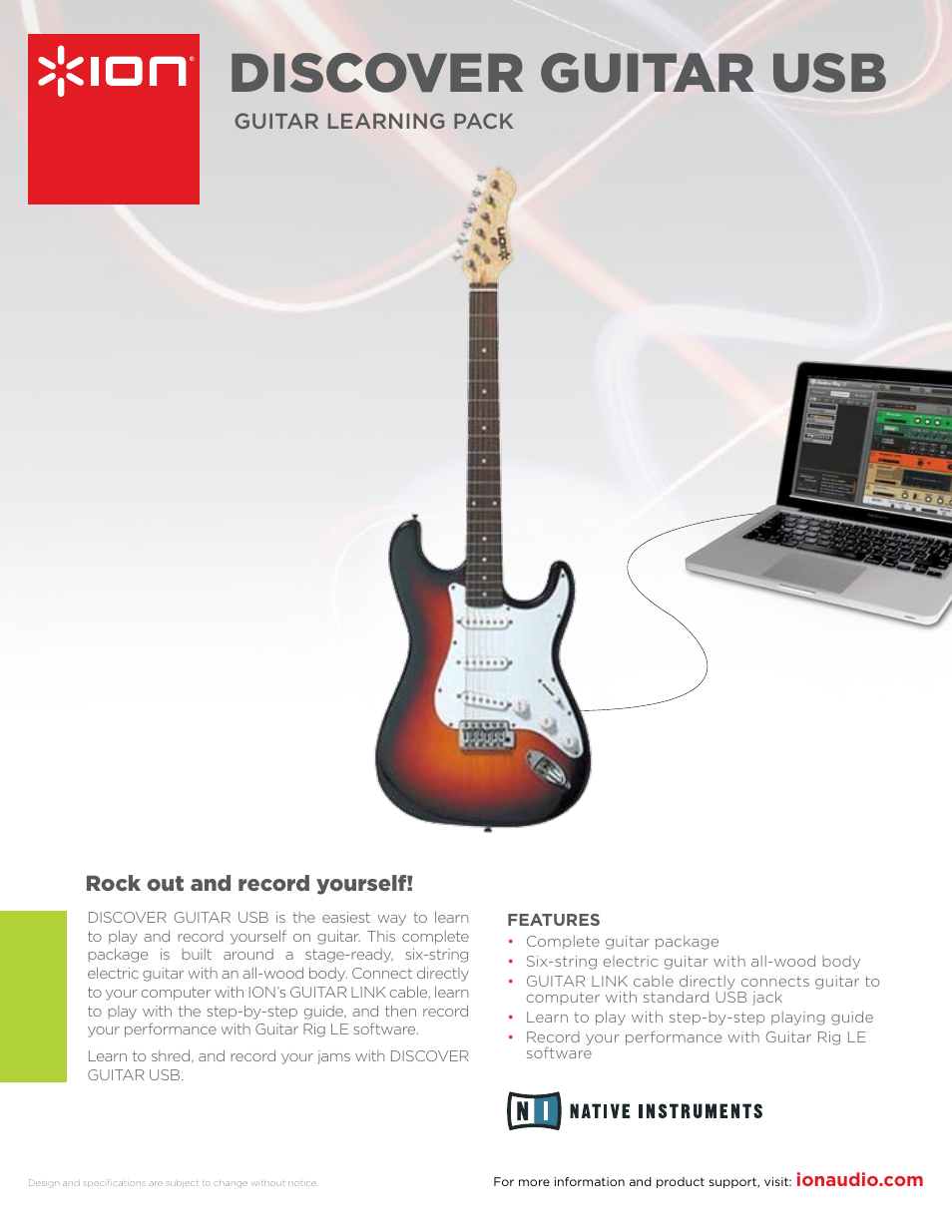 ION DISCOVER GUITAR USB User Manual | 1 page