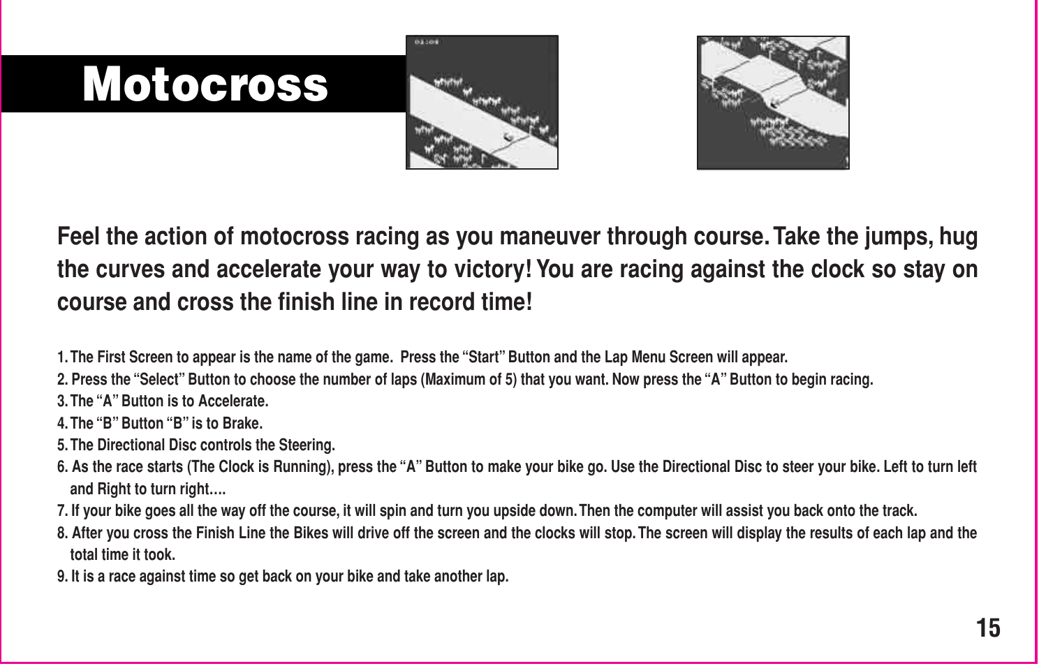 Motocross | Intellivision Productions 10400 User Manual | Page 17 / 36