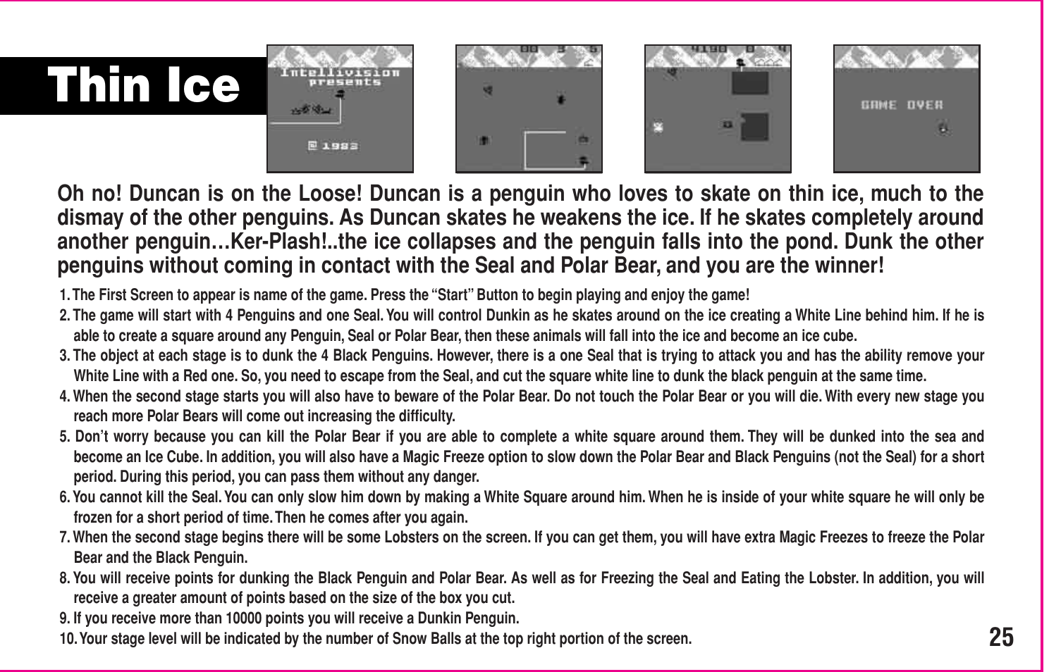 Thin ice | Intellivision Productions 10400 User Manual | Page 27 / 36