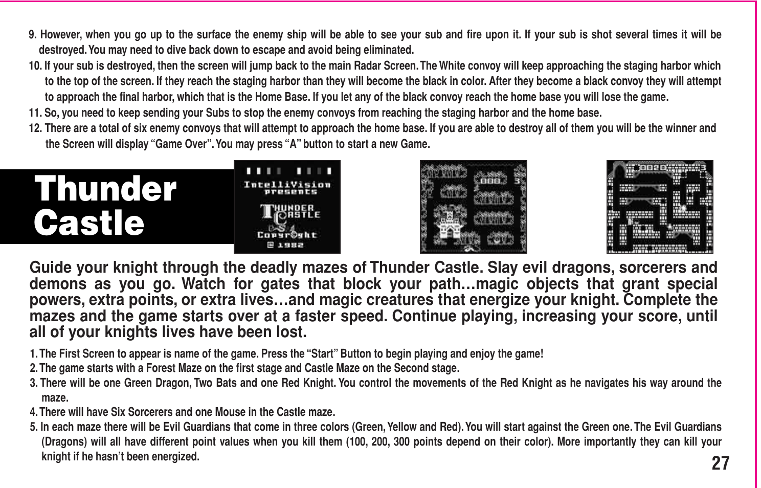 Thunder castle | Intellivision Productions 10400 User Manual | Page 29 / 36
